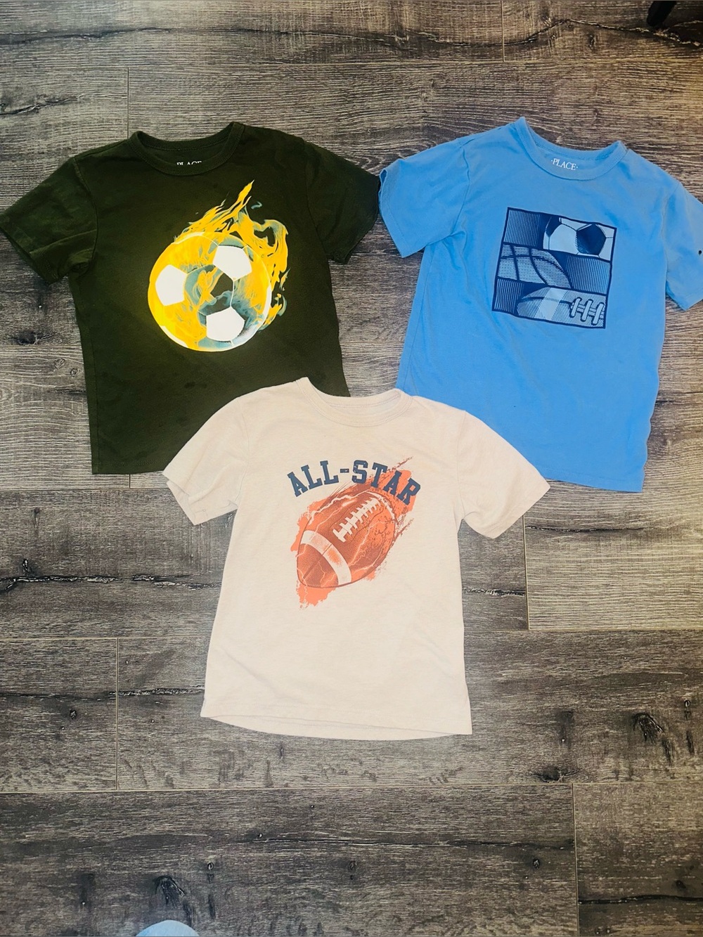 The Childrens Place Kids Sports Football Soccer Graphic Short Sleeve Tee Bundle